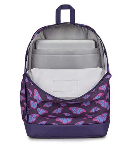 JanSport Cross Town Plus Backpack - Large Main Compartment, Side Water Bottle Pocket, 15-Inch Padded Laptop Sleeve - Flutter By Purple - color: Flutter By Purple