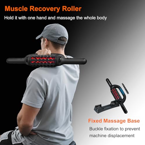 Electric Rolling Massager with Redlight, Rechargeable Lymphatic Drainage Massager for lymphedema, Muscle recovery Roller with Hands-Free Base, 6-Speed Massage Roller Tool for Arm, Legs, Calf, Foot