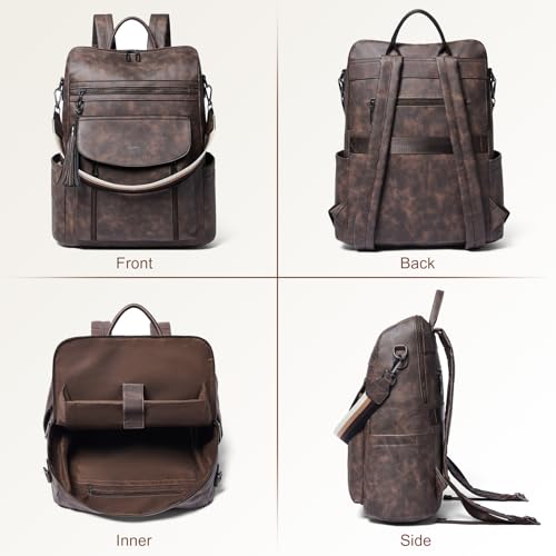 Shrrie Laptop Backpack for Women 15.6 inch,Travel Leather Backpack Purse Nurse Teacher Carry on Backpack Computer Bag,Professional Water-Resistant College Business Work Casual Daypack,Nubuck Coffee - color: Nubuck Coffee