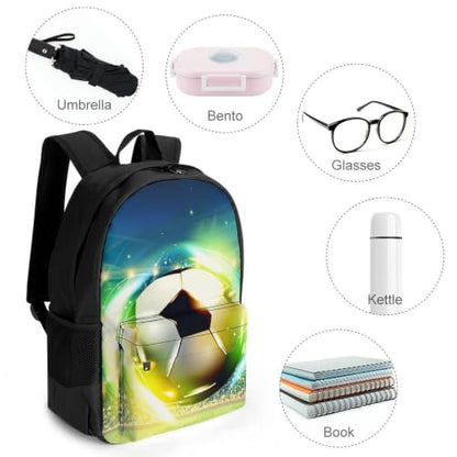 Football Green Backpack, Durable Polyester Daypack with Laptop Compartment, Reinforced Bottom, Adjustable Shoulder Straps And Multi Pockets for Travel And Daily Use - color: Football Green