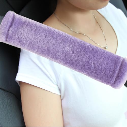 Amooca Soft Faux Fur Universal Fit Seatbelt Cover Car Truck SUV Airplane Seat Belt Shoulder Pad for Carmera Backpack Straps Neck Cushion Protector 2 Pack 10.5in Light Lavender - color: Light Lavender, size: 10.5in 2pack