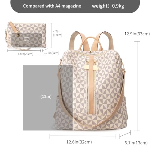 Womens Backpack Purse Leather Anti-theft Large Fashion Designer Travel Backpack Bag Men's Backpack Shoulder Bags - color: C-white