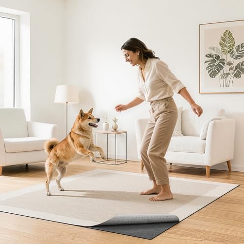 VEVOR Rug Pad 5 x 7 ft, Non-Slip Carpet Area Pad 0.12inch Rug Mat Padding with Dual Surface Felt Cushion & Rubber Gripper, Hardwood Floor Protection for All Floors, Finishes, Keeps Carpets in Place - size: 7' x 5' (Rectangular)