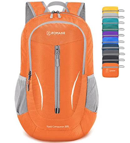 ZOMAKE Ultra Lightweight Packable Backpack 25L, Foldable Hiking Backpacks Water Resistant Small Folding Daypack for Travel(Orange) - color: Orange-b