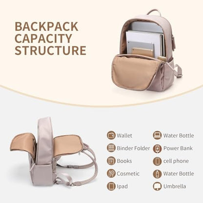 GOLF SUPAGS Womens Laptop Backpack with Separate Laptop Compartment Water Resistant Computer Backpacks Fits 15.6 Inch Notebook Travel Work College Bags (15.6-Inch, Pink) - color: Pinkish Grey, size: 15.6-Inch