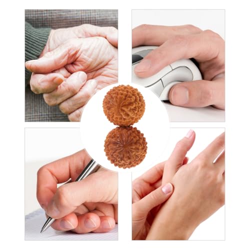 SOIMISS 2 Pieces Durian Shaped Wood Hand Massage Balls Mini Rolling Massagers Baoding Style Fitness Supplies Stress Relief Muscle Relaxation Acupoint Stimulators Roller Light Yellow Length 1.57 Inch