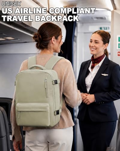 VECAVE 18x14x8 TSA-Approved Personal Item Backpack – Under Seat Carry-On Travel Bag for Women, Fits 15.6" Laptop, with Water Bottle & Shoe Pouch, Airline Travel Backpack Flight approved GreyBrown - color: H4-brown, size: Large