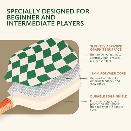 Pickleball Paddles Set of 2/4- USAPA Approved Graphite/Fiberglass Pickleball Racket, 2 Pickleball Rackets, 4 Balls and 1 Portable Carry Bag, Aesthetic Pickle Ball Set for Men Women Beginners - color: 2 Wave Check | Warm Orange | Graphite