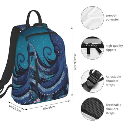 Blue octopus tentacles illustration Travel Backpack for Men & Women 14 inch Laptop Backpack Waterproof Work Back Pack - color: Blue Octopus Tentacles Illustration