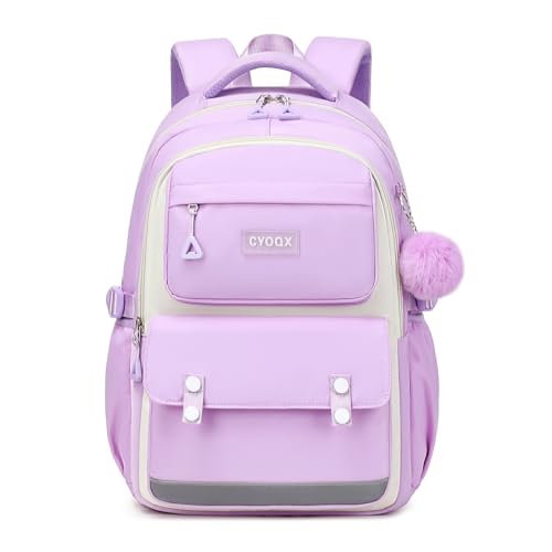 CYOQX School Backpack for Girls Cute Backpack Elementary Middle School High School Teenage Girls Schoolbag (Purple) - color: Purple
