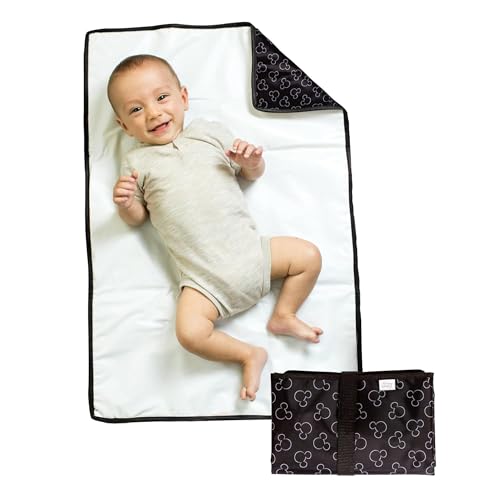 Disney Baby by J.L. Childress Full Body Portable Changing Pad for Babies - Diaper Changing Mat for Travel, Baby Accessory Essentials, Wipeable & Water-Resistant, Foldable & Compact- Mickey Mouse Black - color: Black