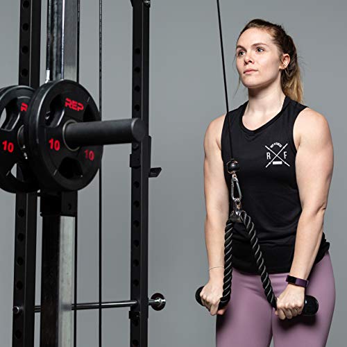 REP Fitness LAT Pulldown and Low Row Cable Machine Attachments and Functional Trainer Attachments – Curl Bar, D-Handle, Ankle Cuff, Tricep Rope, Sports Handle, Straight Bar, Row, Chinning Triangle - style: Tricep Rope