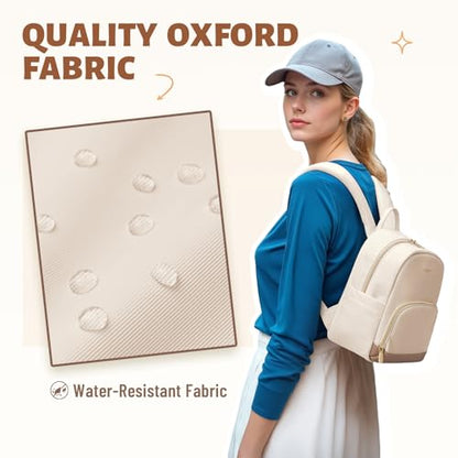 MDODO Small Backpack for Women Lightweight Stylish Mini Backpack Daypack Purses Cute Bookbag for Casual College Travel Daily,fit 10.9Inch iPad,Beige - color: Beige