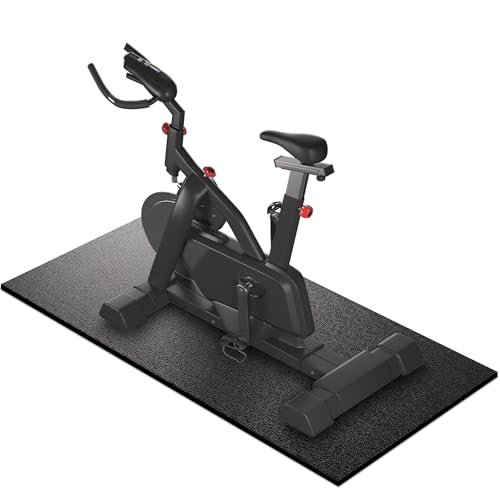 Treadmill Mat, 7'x3'/6'x3'/6'x2.5'/5.6'x2'/4'x2', 6mm Thick Exercise Equipment Gym Mat for Hardwood FloorCarpet, Compatible with Peloton Bike, Indoor Spin Bike, Elliptical - color: 72"x36"x6mm High-density-black
