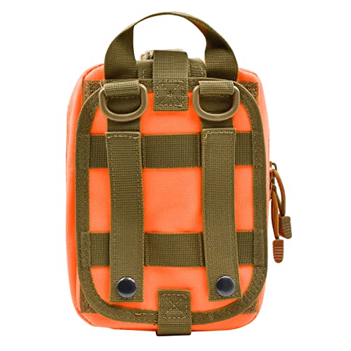 First Aid Pouch 1000D Nylon Tactical Molle Tear Away Medical Pouch Empty Utility Pouch for Outdoor Activities Medical Supplies Camping Hiking Travel,Bag Only - color: Orange
