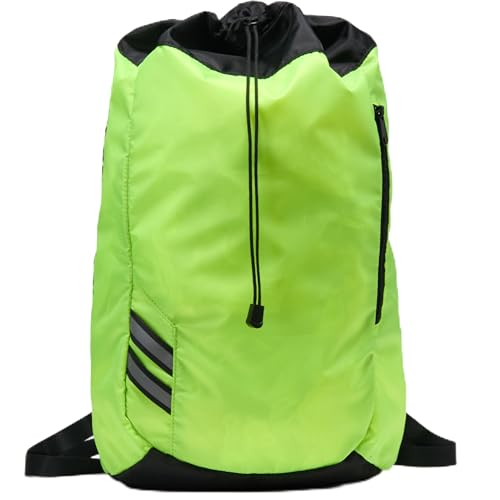 Pander Drawstring Backpack with Adjustable Shoulder Straps, Slim Gym Cinch Sack with Side Zipper Pocket, Machine Washable Polyester Daypack for Travel & Workout, Green - color: Green