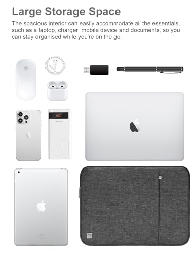 DOMISO Laptop Case Laptop Sleeve Cover Compatible with 15 inch MacBook Air M4/A3241 2025, M3/A3114,M2/A2941,15 inch MacBook Pro A1990 A1707,Compatible with Dell XPS 15 Plus with Pocket, Dark Grey - color: Dark Grey, size: 14 inch