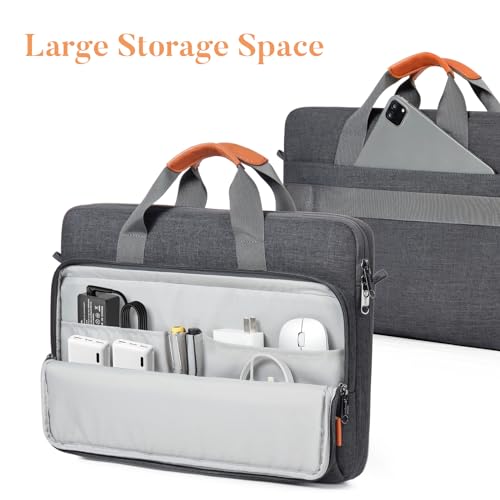 bagasin 17 17.3 18 inch Laptop Computer PC Shoulder Bag Carrying Case, Water-Repellent Fabric Briefcase, Lightweight Toploader, Business Casual or School - color: Grey, size: 17.3