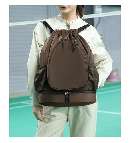 Multifunctional sports bag, backpack, independent shoe compartment, can hold basketball, badminton and tennis(Brown) - color: Brown