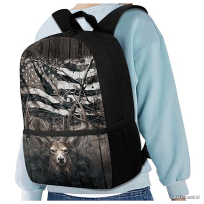 Deer USA Camo Backpack for Boys Kids Backpacks with Lunch Box Pencil Pouch and Water Bottle Holder 4PCS Set Large Capacity Elementary School Backpacks for Boys Back to School Supplies - color: Deer Usa Camo