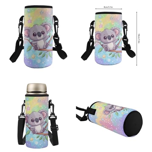 Flashideas Cute Koala Backpack for Girls Kids Backpack with Lunch Box 32oz Stainless Steel Water Bottle and Water Bottle Bag 4Pcs Set 17" Large Capacity Elementary Bookbag with Compartments for School - color: Cute Koala