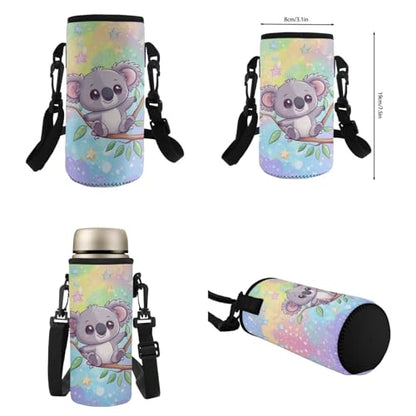 Flashideas Cute Koala Backpack for Girls Kids Backpack with Lunch Box 32oz Stainless Steel Water Bottle and Water Bottle Bag 4Pcs Set 17" Large Capacity Elementary Bookbag with Compartments for School - color: Cute Koala