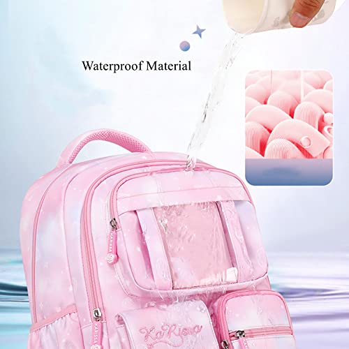 Kids Backpack for Girls,Girls Backpack Cute School Backpack Waterproof Large Capacity for Middle Elementary School Bag(Pink)