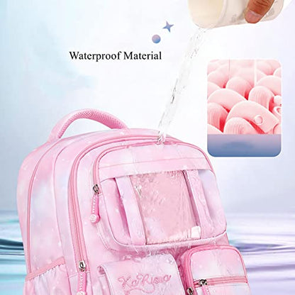 Kids Backpack for Girls,Girls Backpack Cute School Backpack Waterproof Large Capacity for Middle Elementary School Bag(Pink)