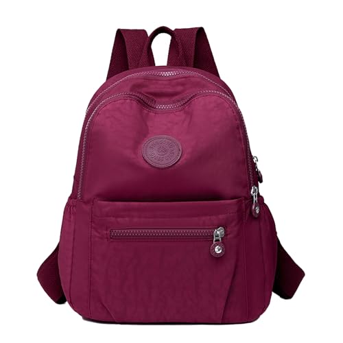 Simple Casual Solid Color Lightweight College Work Backpack Anti Theft Travel Backpack Daypack for Women (Rose Red) - color: Rose Red