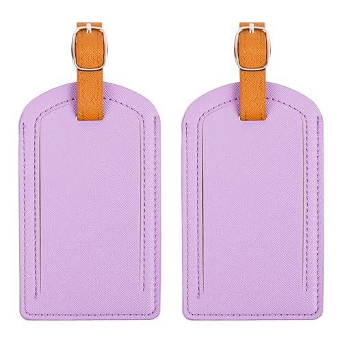 Premium Colored Luggage Tags for Luggage, Travel Bags and Suitcases by Adventure Goods- Light Purple (Pack of 2) - color: Light Purple