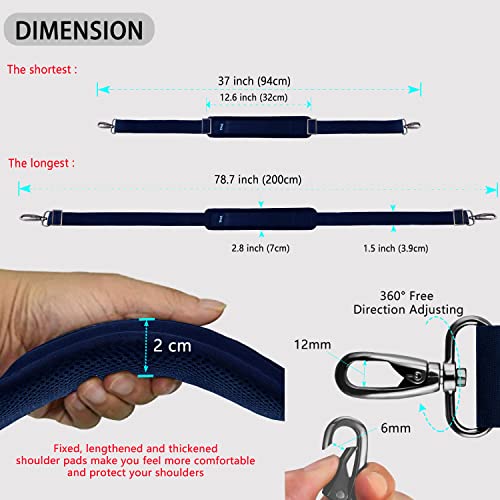 ZINZ 79 inch Shoulder Strap, Extra-thick Fixed Cushion Pad and Dual Clasps Universal Replacement Strap with Metal Swivel Hooks for Laptop Bags, Luggage Bags, Camera, Crossbody (200cm,Blue) - color: Blue