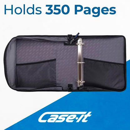 Case-it School Zipper Binder | 2" O-Rings | 350-Sheet | LT-007 Jet Black - color: A Jet Black, size: 1 Pack