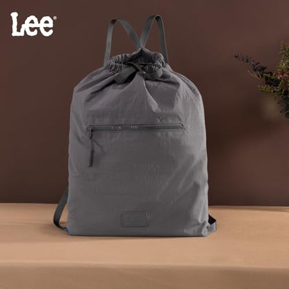 Lee Drawstring Backpack Bag Lightweight Small Gym Swim Beach Bag Water Resistant Sports Sackpack for Men Women, LEE48-002DGY - color: Dark Gray