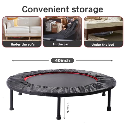 Rebounder Trampoline for Adults, 40"/50" Foldable Spring Fitness Trampoline - 450 lbs Capacity, Quiet & Stable Indoor/Outdoor Exercise Equipment for Cardio Workout - style: 40"