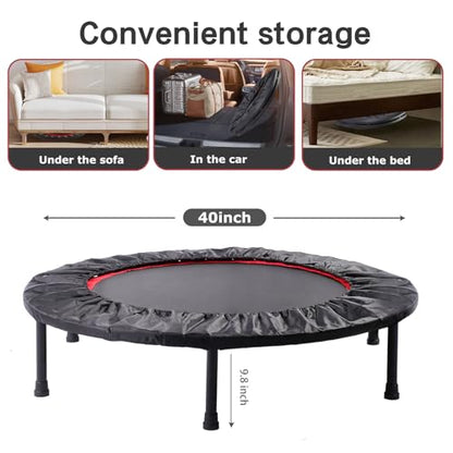 Rebounder Trampoline for Adults, 40"/50" Foldable Spring Fitness Trampoline - 450 lbs Capacity, Quiet & Stable Indoor/Outdoor Exercise Equipment for Cardio Workout - style: 40"