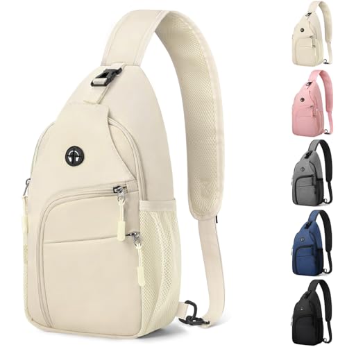 Pritent Crossbody Bags for Women Man Waterproof Sling Bag Backpack Trendy Casual Cross Body Bag with Convertible Shoulder Strap Chest Bag for Camping Hiking Travel Essentials (Ivory, Large) - color: Ivory, size: Large