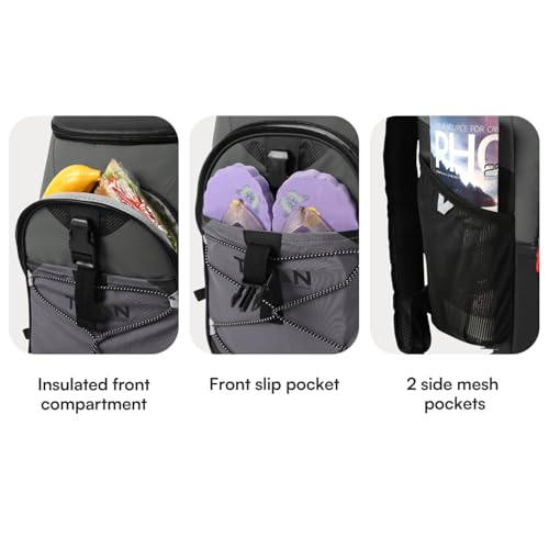 Titan by Arctic Zone Backpack Cooler, Insulated Soft Sided Bag with Leak Proof Lining and Padded Straps, for Lunch, Picnic, and Travel, 24 Can Capacity - color: Sharkskin Gray