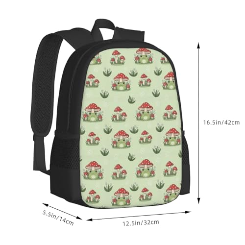 Sturdy Polyester Shoulder Pack Mushroom Frog Green, Anti Theft Spacious Camping Rucksack Casual Daily Bag for Men Women Fitness Outdoor Activity - color: Design (879)
