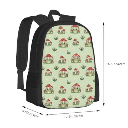Sturdy Polyester Shoulder Pack Mushroom Frog Green, Anti Theft Spacious Camping Rucksack Casual Daily Bag for Men Women Fitness Outdoor Activity - color: Design (879)