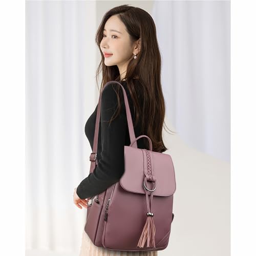 Women's Travel Backpack Leather Tassel Backpack Adjustable Shoulder Straps Casual Daypack Durable Bag Work Commute (Purple) - color: Purple