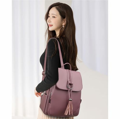 Women's Travel Backpack Leather Tassel Backpack Adjustable Shoulder Straps Casual Daypack Durable Bag Work Commute (Purple) - color: Purple