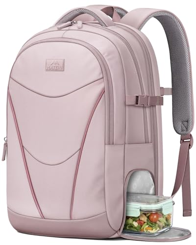 MATEIN HER Laptop Work Backpack with Lunch Compartment for Women, Water Resistant Work Backpack for Office Commute with RFID Pocket, Teacher Nurse College School Bag Fits up to 17 inch Computer, Pink - color: Pink