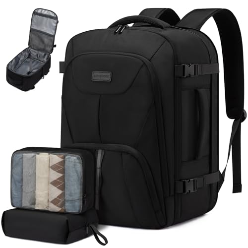 LOVEVOOK Travel Carry on Backpack for Men Women,Expandable 40L Extra Large Travel Laptop Backpack,Water Resistant Durable TSA Airline Approved Business College Carry on Bag Fit 17 Inch Computer,3 Pcs - color: Black-3pcs, size: 40L-3Pcs
