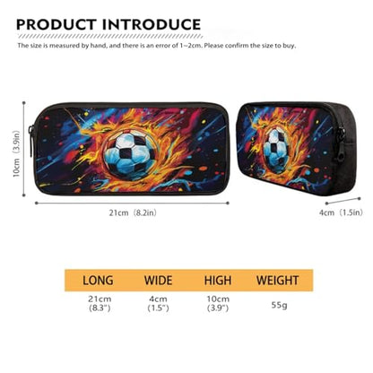 Soccer Flame Splash Backpack Set School Bag Set with Lunch Bag Pen Case Water Bottle Sleeve Zippered Portable Bookbag for Kindergarten Child, 4 Pieces - color: Soccer Flame Splash