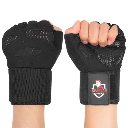 Spartan Gym Gloves for Men & Women – Weight Lifting Gloves with Wrist Support, Full Palm Protection, Breathable Non-Slip Grip for Weightlifting, Workout, Training, Fitness, Crossfit, Exercise - size: Large