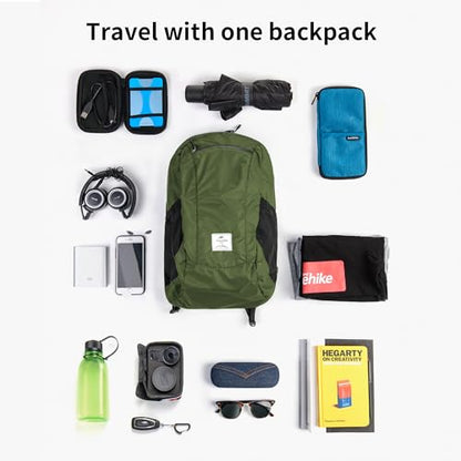 Naturehike 18L Lightweight Hiking Daypack, Waterproof Camping Packable Backpack Ultralight for Travel, Airplane, Adults - color: Pine Green