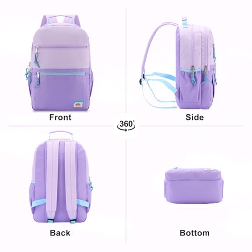 VASCHY School Backpack, Lightweight Classic Cute Aesthetic Bookbag Daypack for Teen Boys Girls Traveling/Gym/Middle School Lightweight Purple - color: Light Purple-l, size: Large-17in