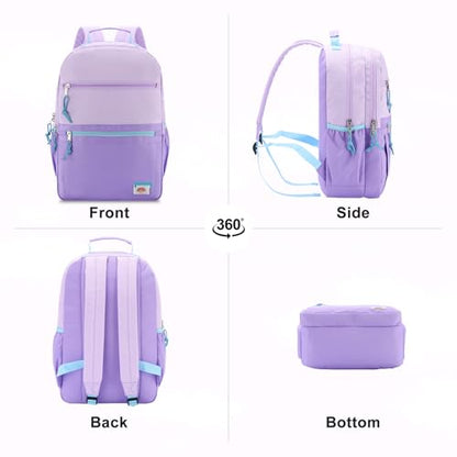 VASCHY School Backpack, Lightweight Classic Cute Aesthetic Bookbag Daypack for Teen Boys Girls Traveling/Gym/Middle School Lightweight Purple - color: Light Purple-l, size: Large-17in