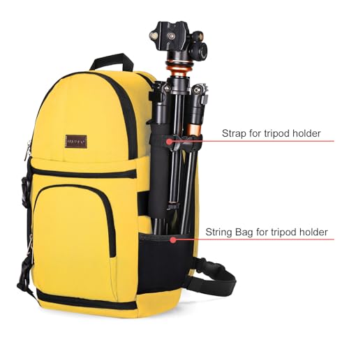 MOSISO Camera Sling Bag, DSLR/SLR/Mirrorless Camera Case Shockproof Photography Camera Backpack with Tripod Holder & Removable Modular Inserts Compatible with Canon/Nikon/Sony/Fuji, Yellow - color: Yellow