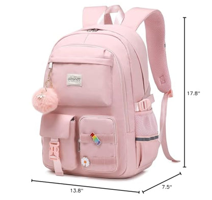 abshoo Big Student Laptop Backpack For College Women Middle High School Teen Girls Bookbag Travel Daypack (Pink) - color: Pink